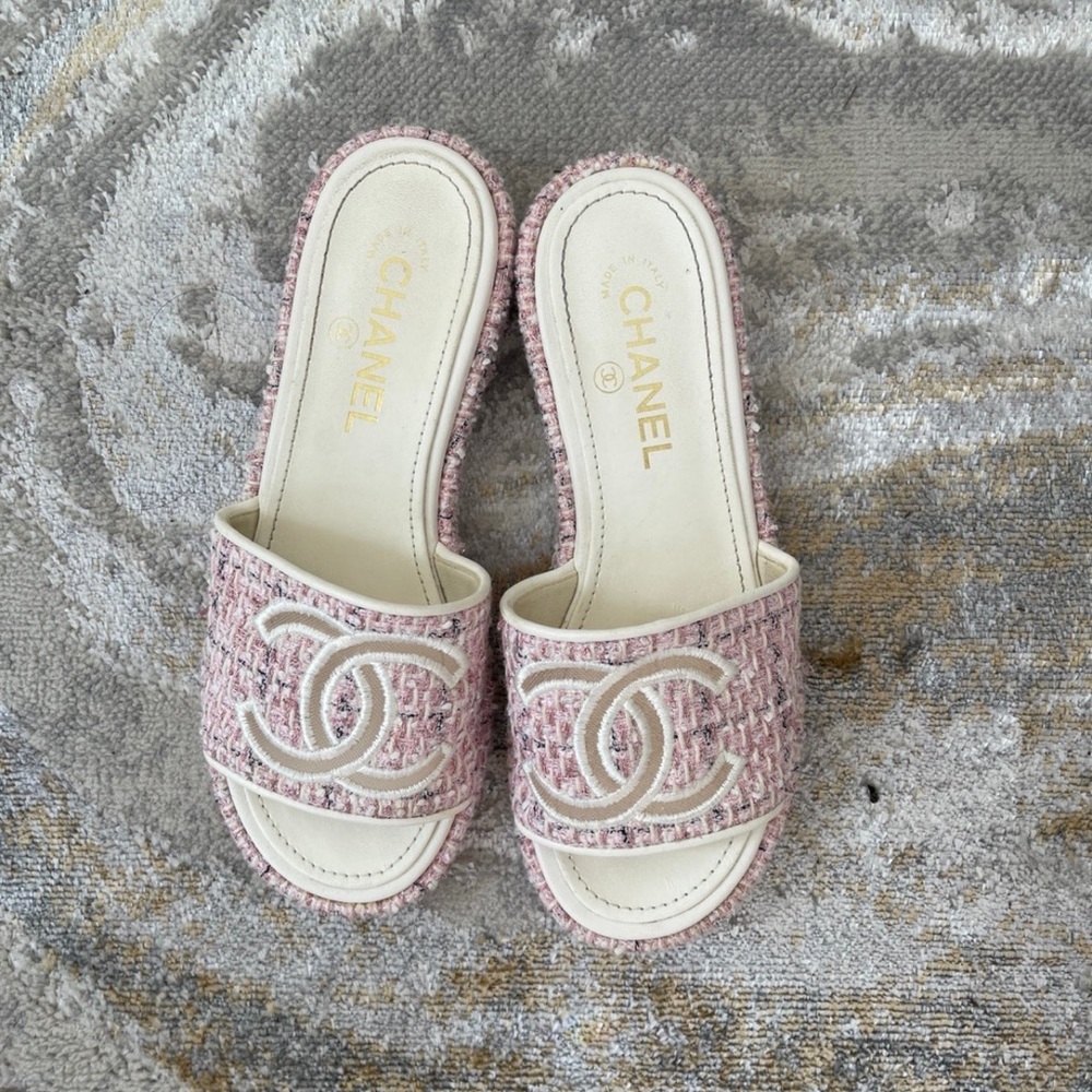 Chanel CruiseTweed Platform Sandels